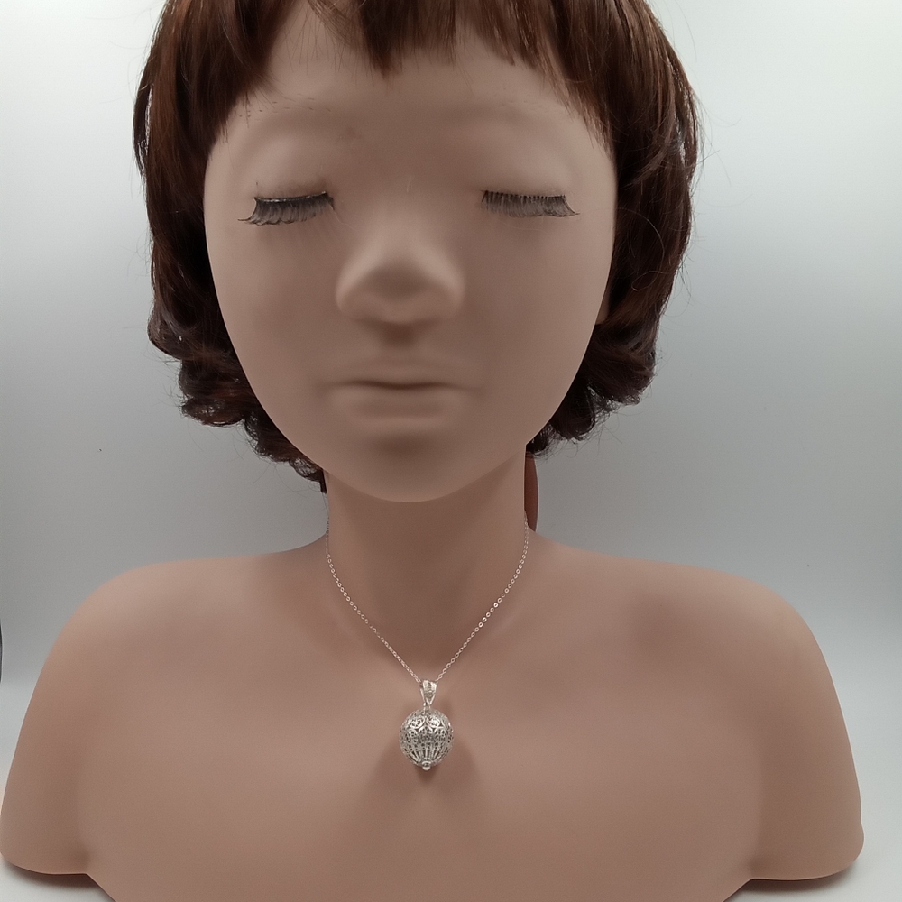 Silver Filigree Ball And Chain Gem